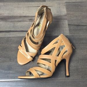 Caged tan heels